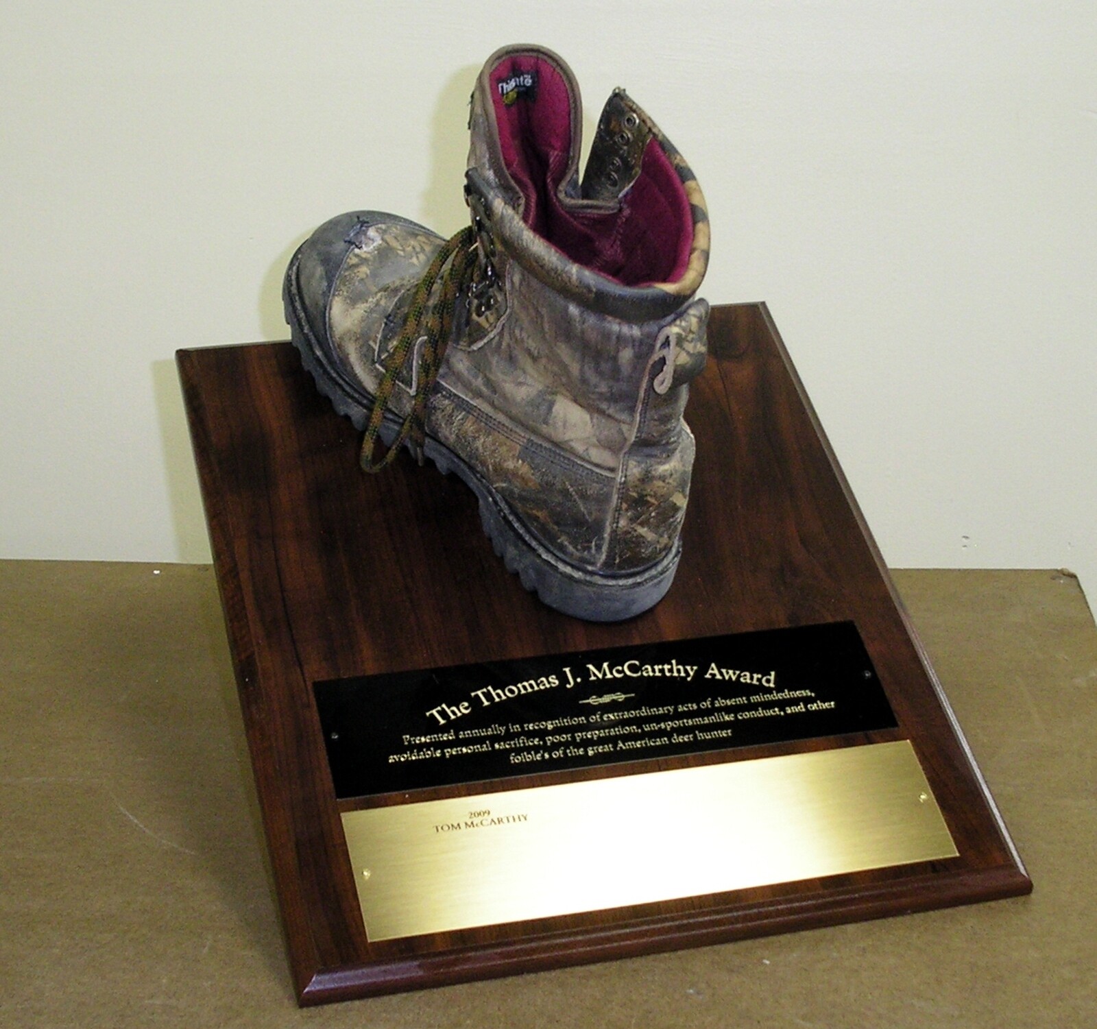 Custom Boot Plaque — Vermont Awards & Engraving